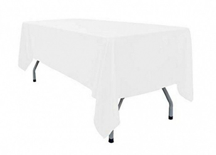 WHITE EVENT LINENS FOR 6 FT TABLE $10EA.