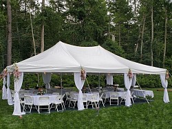 WHITE TENT POLE DRAPES $10 ea.