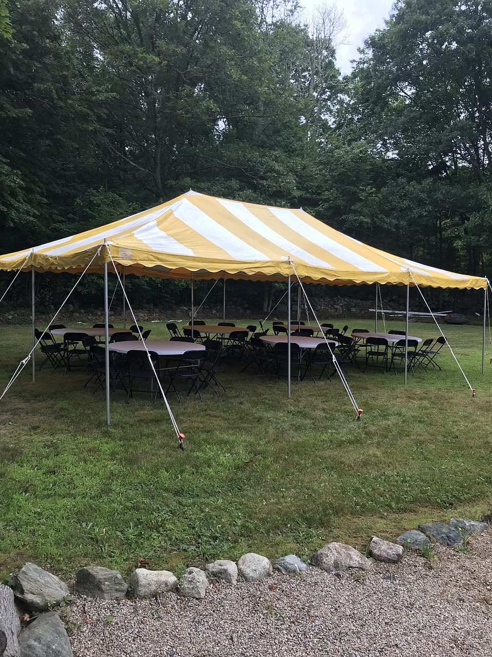 20x30 YELLOW STRIPED VALUE PARTY TENT $350